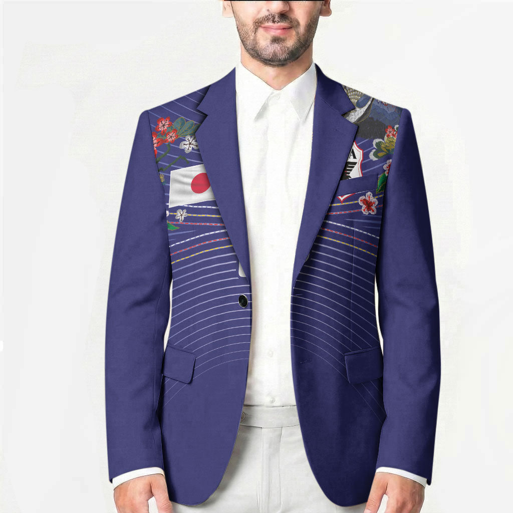 Japan Football Custom Blazer Japanese Culture with Sashiko Effect