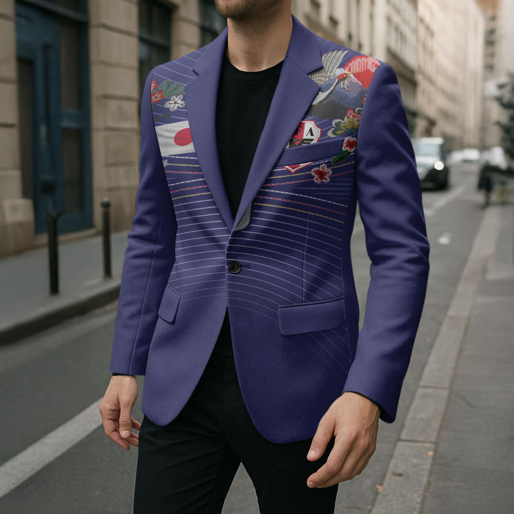 Japan Football Custom Blazer Japanese Culture with Sashiko Effect