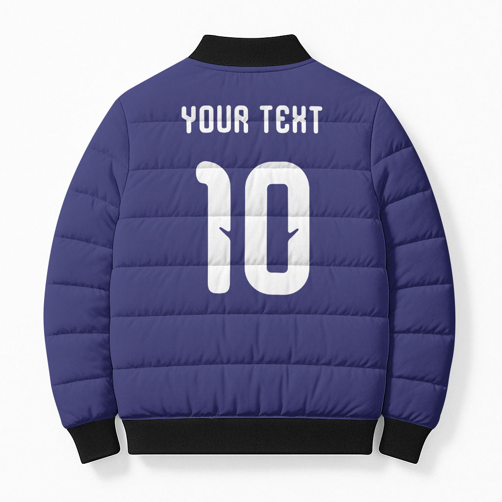 Japan Football Custom Bomber Puffer Jacket Japanese Culture with Sashiko Effect