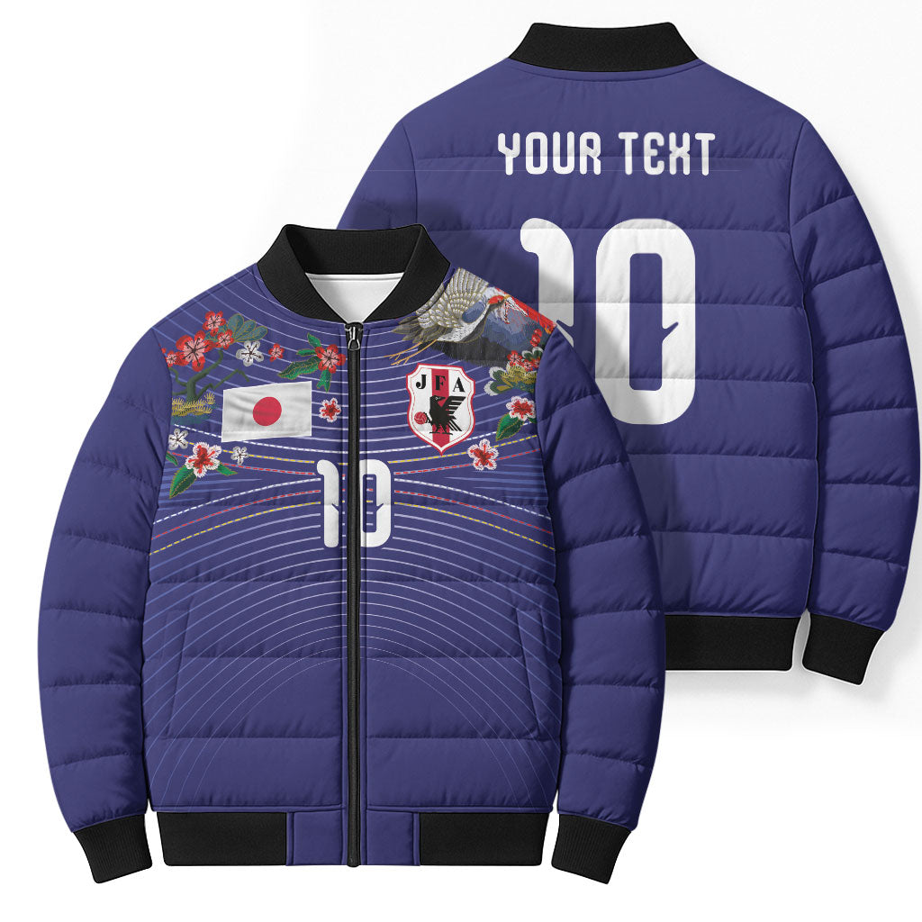 Japan Football Custom Bomber Puffer Jacket Japanese Culture with Sashiko Effect