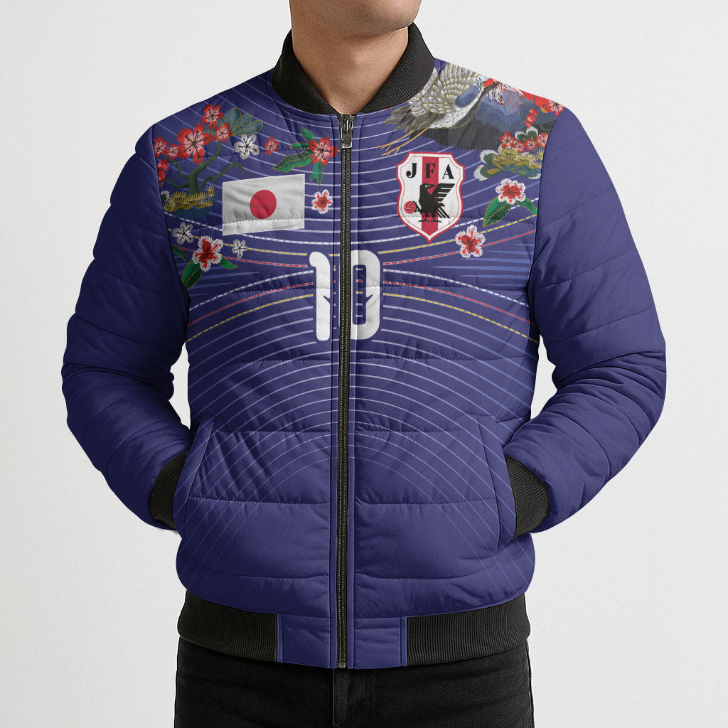 Japan Football Custom Bomber Puffer Jacket Japanese Culture with Sashiko Effect