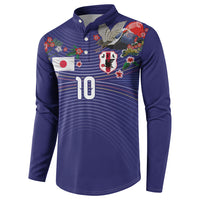 Japan Football Custom Button Sweatshirt Japanese Culture with Sashiko Effect