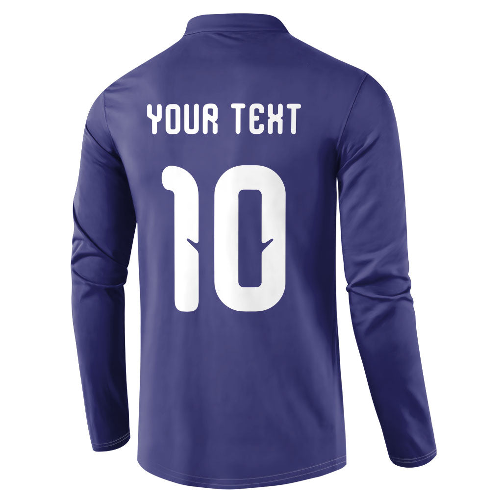 Japan Football Custom Button Sweatshirt Japanese Culture with Sashiko Effect