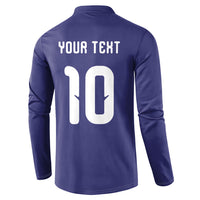Japan Football Custom Button Sweatshirt Japanese Culture with Sashiko Effect