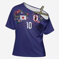 Japan Football Custom Cross Shoulder Shirt Japanese Culture with Sashiko Effect