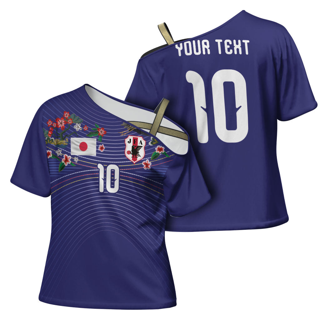 Japan Football Custom Cross Shoulder Shirt Japanese Culture with Sashiko Effect