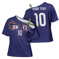 Japan Football Custom Cross Shoulder Shirt Japanese Culture with Sashiko Effect