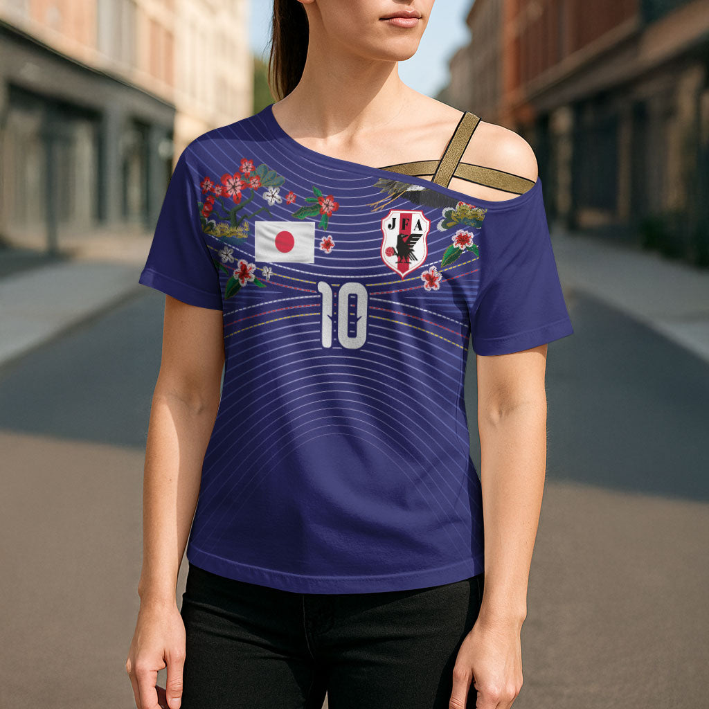 Japan Football Custom Cross Shoulder Shirt Japanese Culture with Sashiko Effect