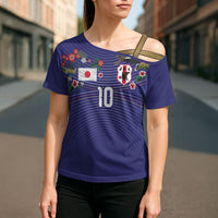 Japan Football Custom Cross Shoulder Shirt Japanese Culture with Sashiko Effect
