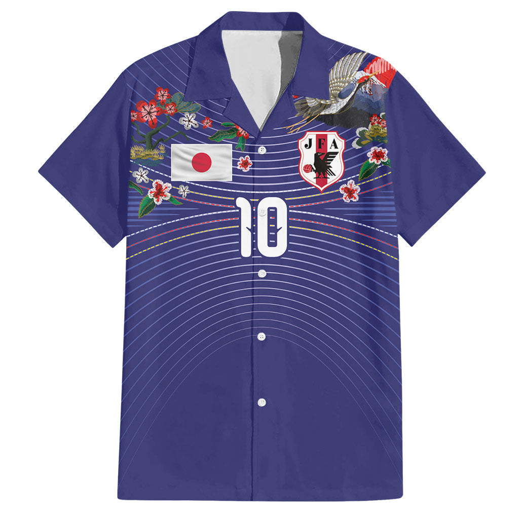 Japan Football Custom Hawaiian Shirt Japanese Culture with Sashiko Effect