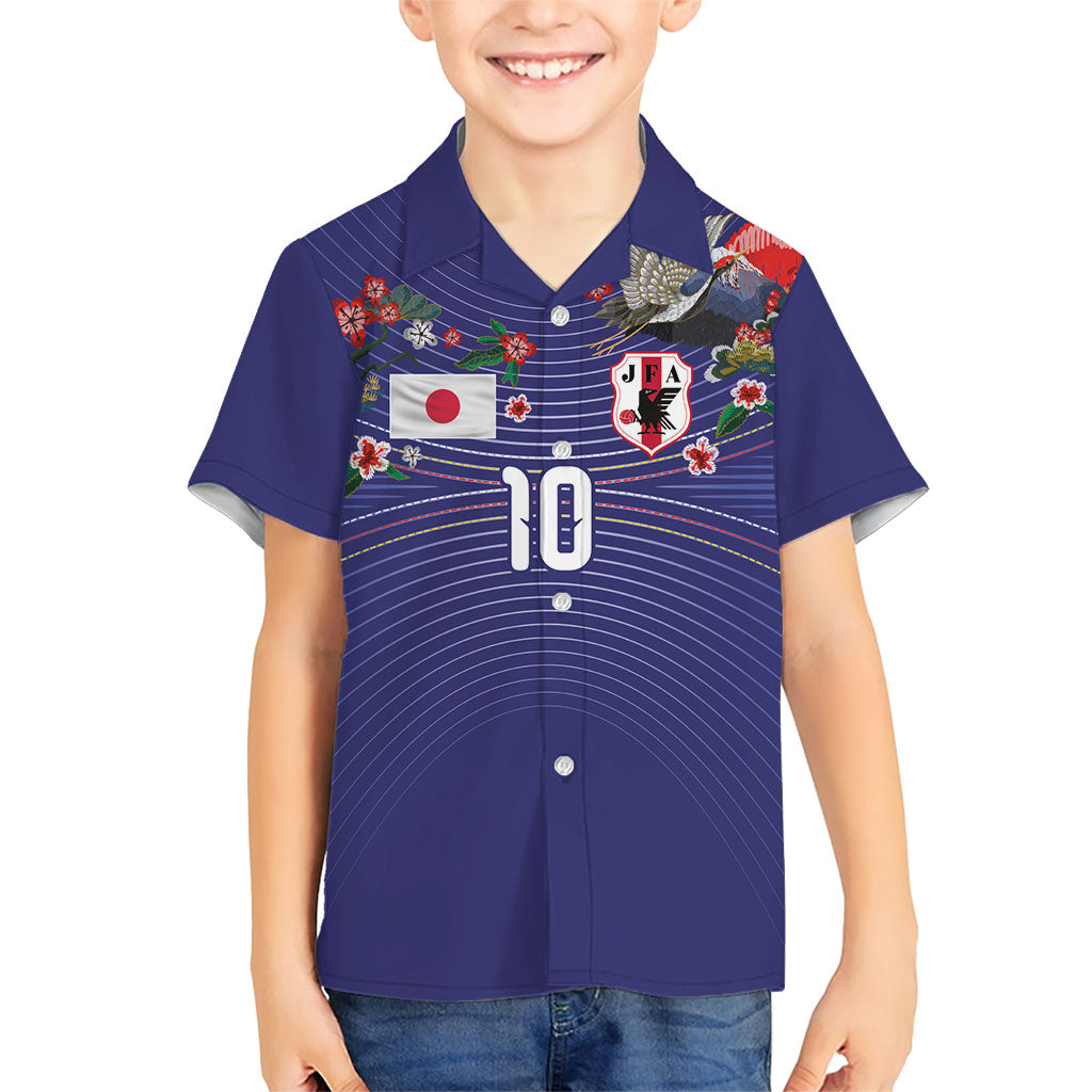Japan Football Custom Hawaiian Shirt Japanese Culture with Sashiko Effect