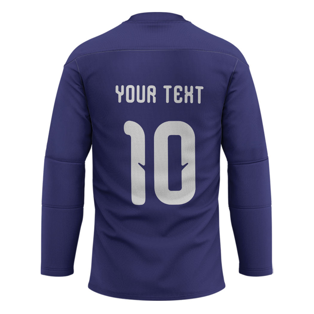 Japan Football Custom Hockey Jersey Japanese Culture with Sashiko Effect
