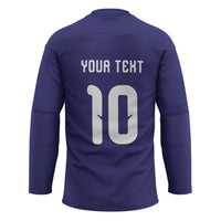 Japan Football Custom Hockey Jersey Japanese Culture with Sashiko Effect