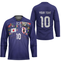 Japan Football Custom Hockey Jersey Japanese Culture with Sashiko Effect