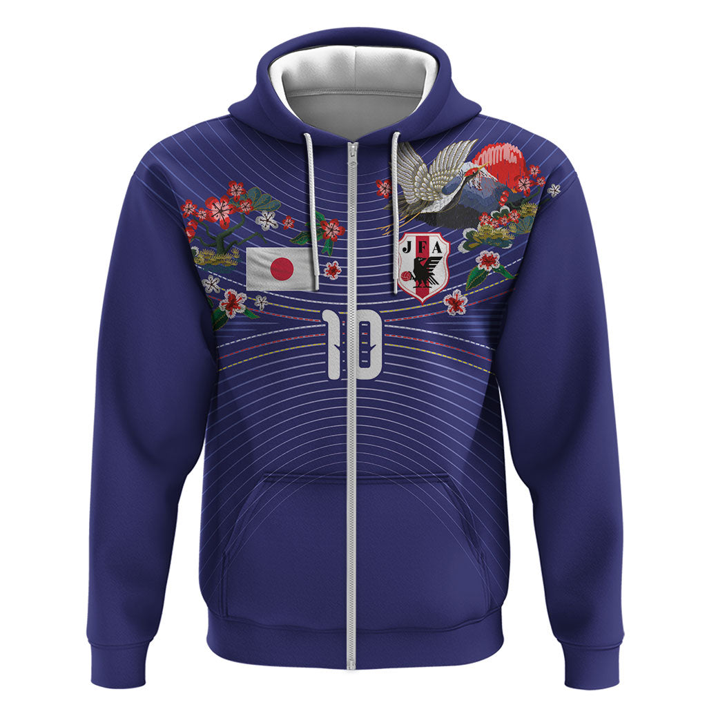 Japan Football Custom Hoodie Japanese Culture with Sashiko Effect