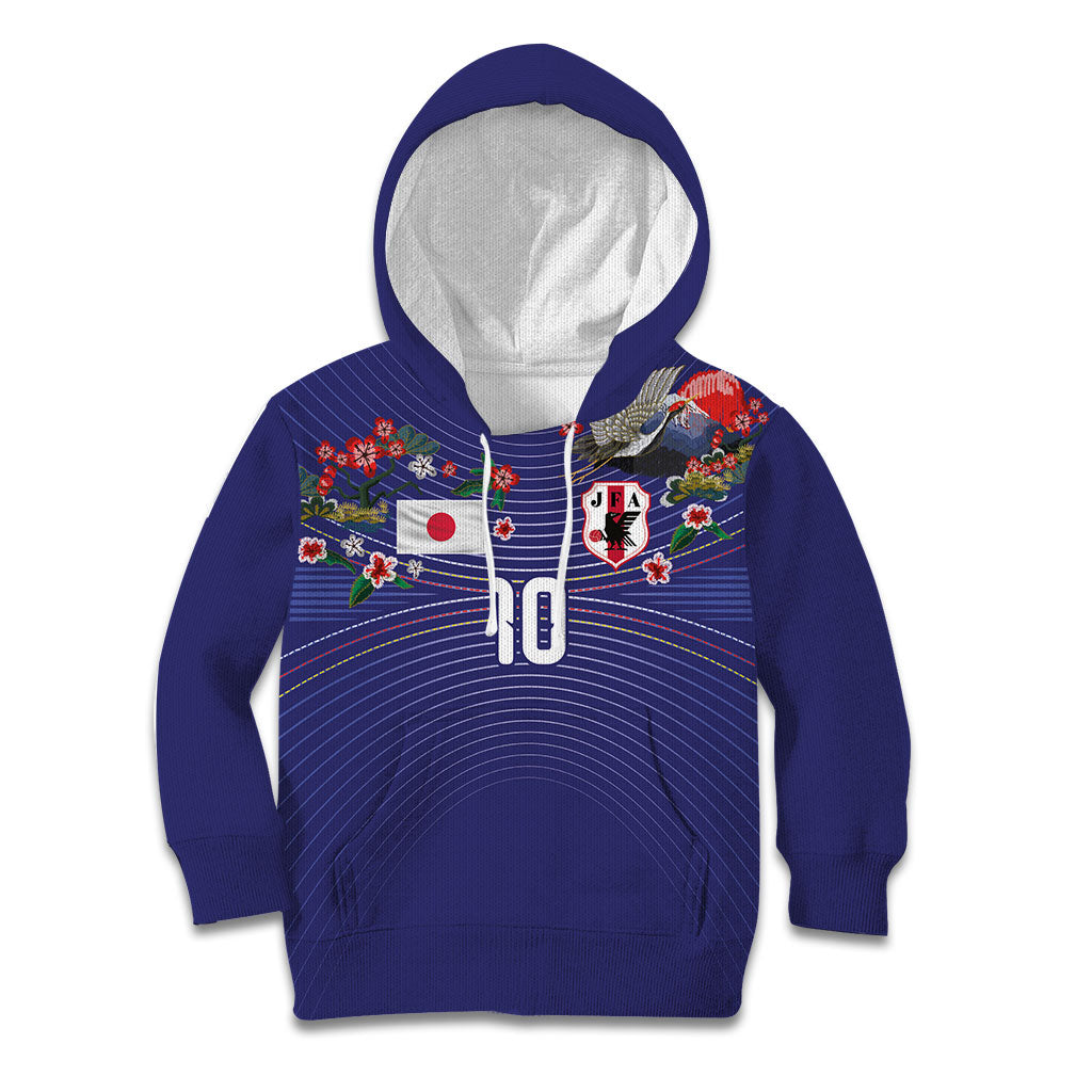 Japan Football Custom Kid Hoodie Japanese Culture with Sashiko Effect