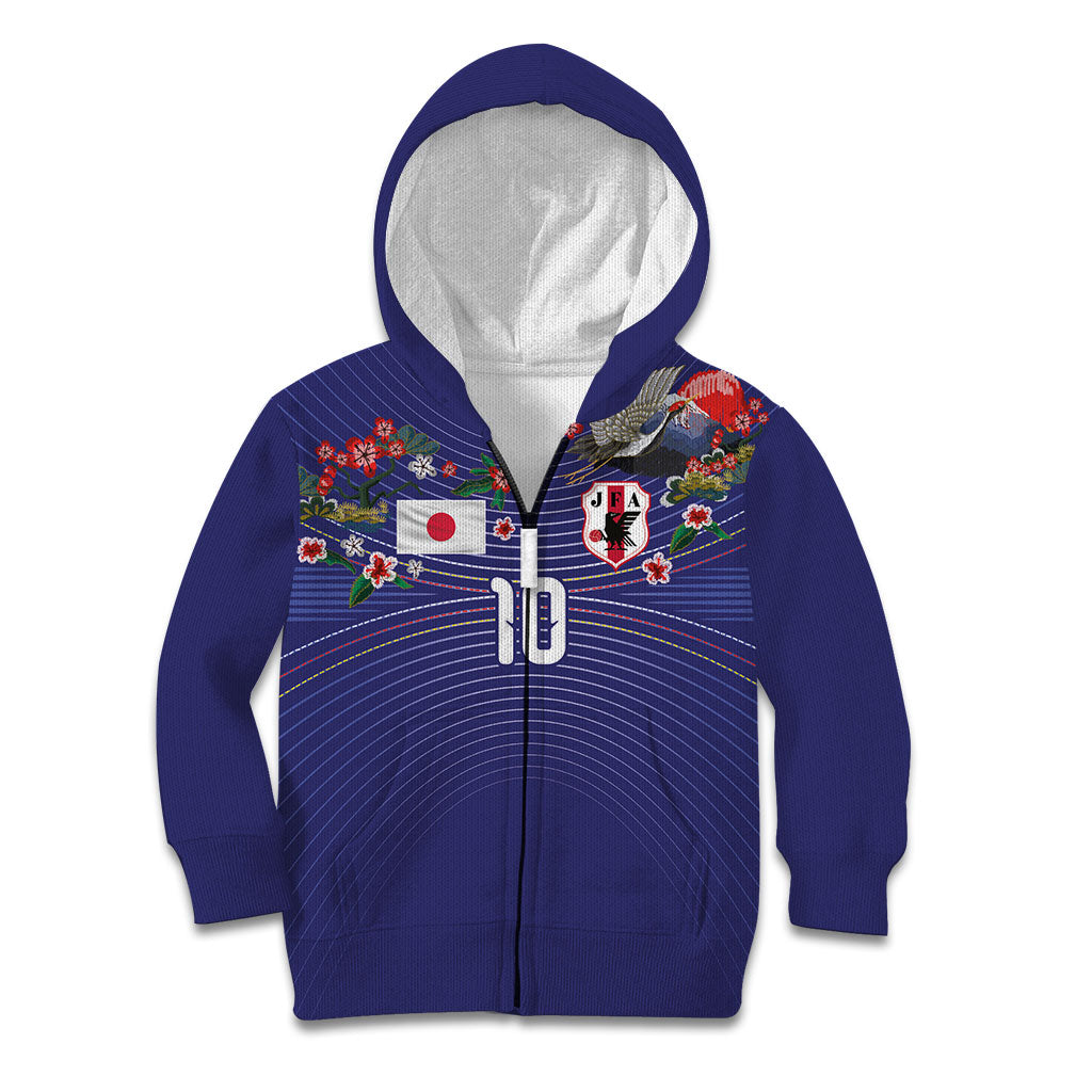 Japan Football Custom Kid Hoodie Japanese Culture with Sashiko Effect