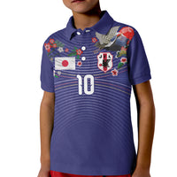 Japan Football Custom Kid Polo Shirt Japanese Culture with Sashiko Effect