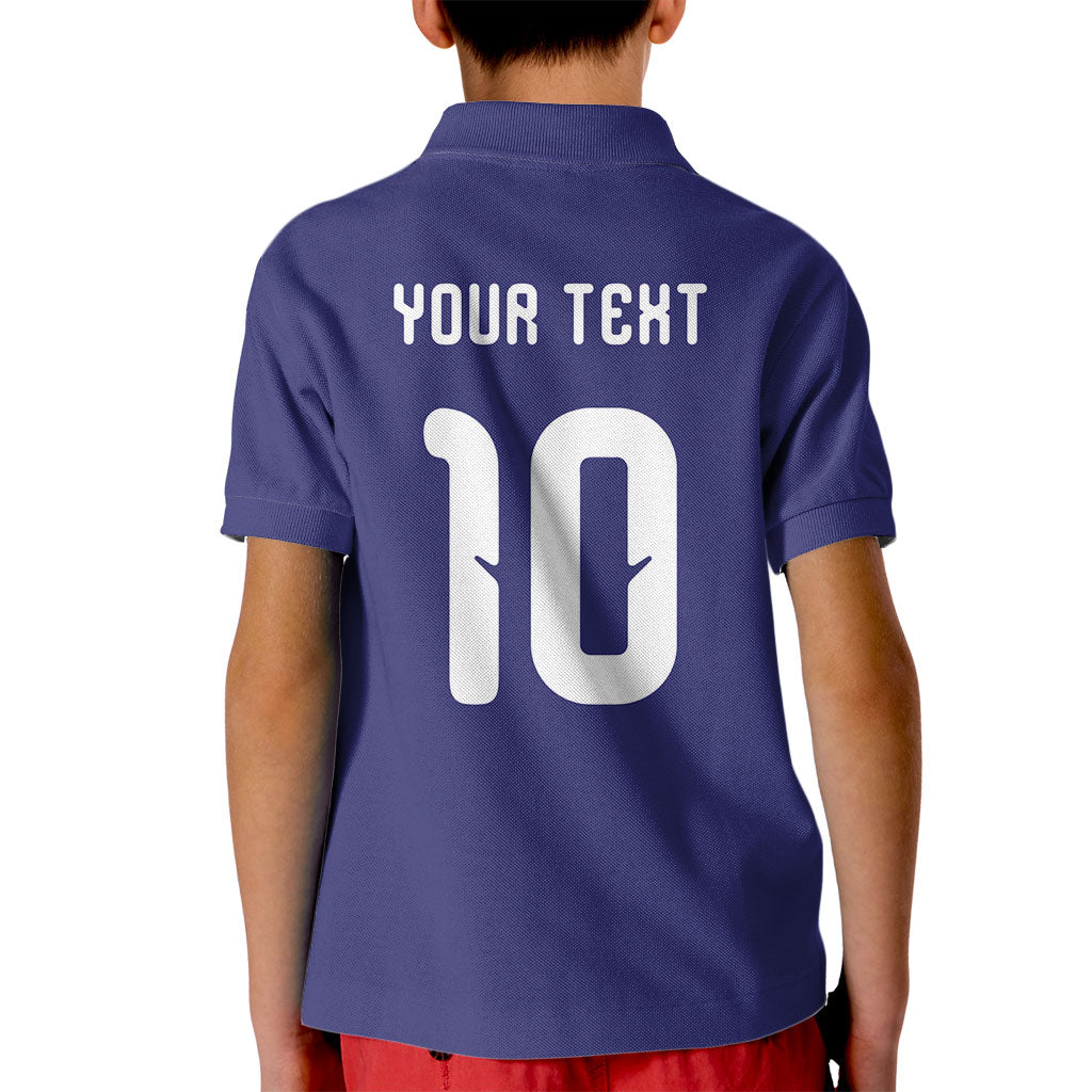 Japan Football Custom Kid Polo Shirt Japanese Culture with Sashiko Effect