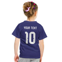 Japan Football Custom Kid T Shirt Japanese Culture with Sashiko Effect