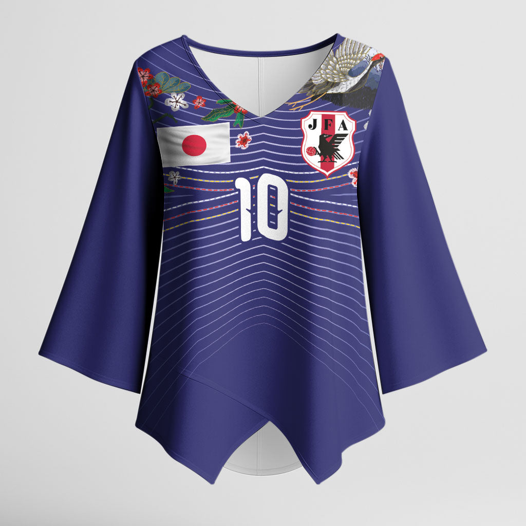 Japan Football Custom Kimono Sleeve Blouse Japanese Culture with Sashiko Effect