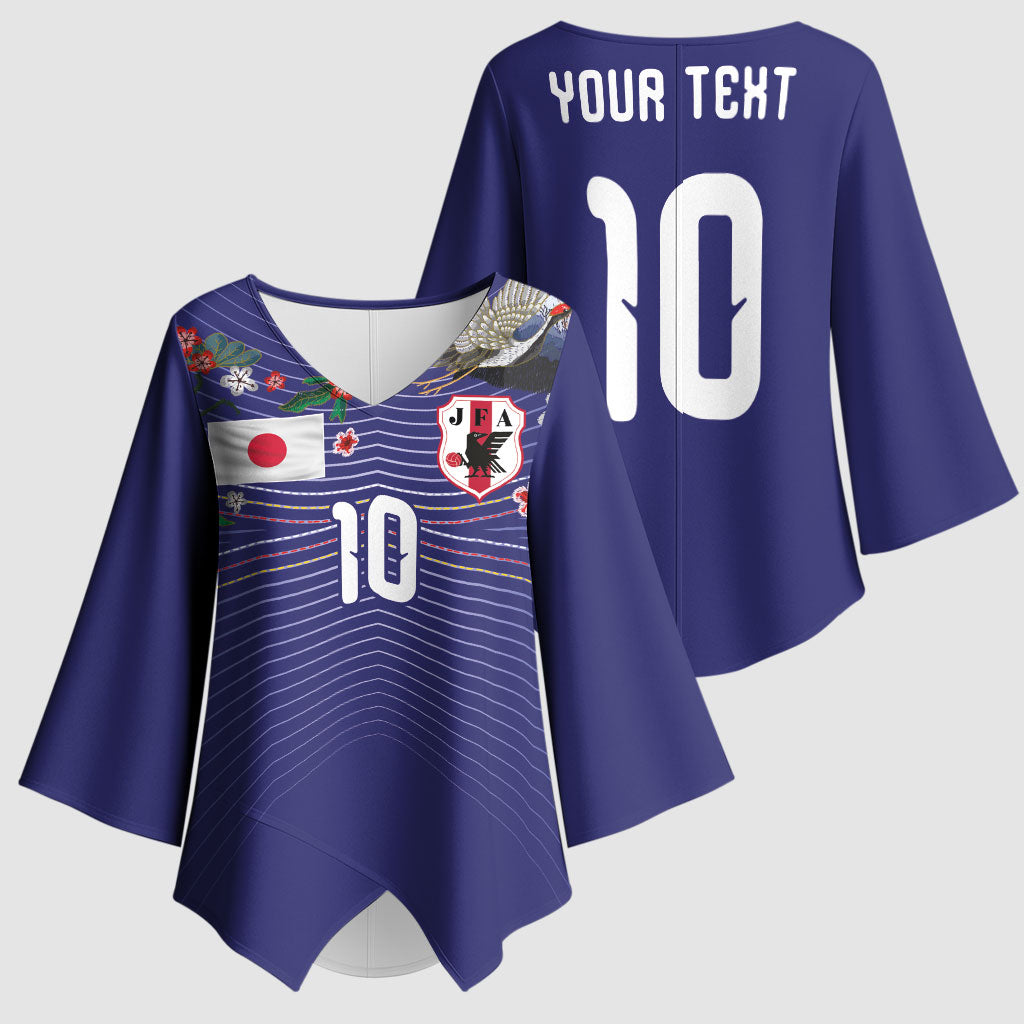 Japan Football Custom Kimono Sleeve Blouse Japanese Culture with Sashiko Effect