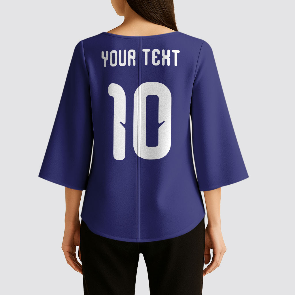 Japan Football Custom Kimono Sleeve Blouse Japanese Culture with Sashiko Effect
