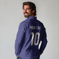 Japan Football Custom Long Sleeve Polo Shirt Japanese Culture with Sashiko Effect