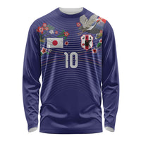 Japan Football Custom Long Sleeve Shirt Japanese Culture with Sashiko Effect