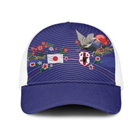 Japan Football Mesh Trucker Cap Japanese Culture with Sashiko Effect