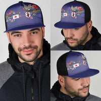 Japan Football Mesh Trucker Cap Japanese Culture with Sashiko Effect