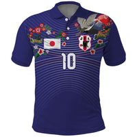 Japan Football Custom Polo Shirt Japanese Culture with Sashiko Effect