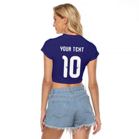Japan Football Custom Raglan Cropped T Shirt Japanese Culture with Sashiko Effect