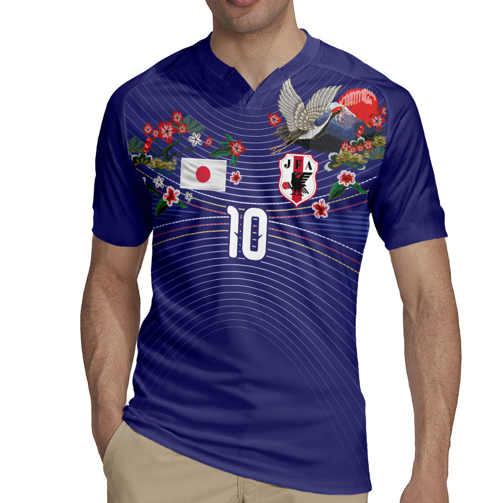 Japan Football Custom Rugby Jersey Japanese Culture with Sashiko Effect