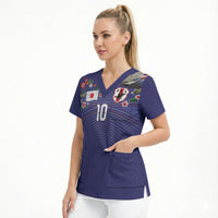 Japan Football Custom Scrub Top Japanese Culture with Sashiko Effect