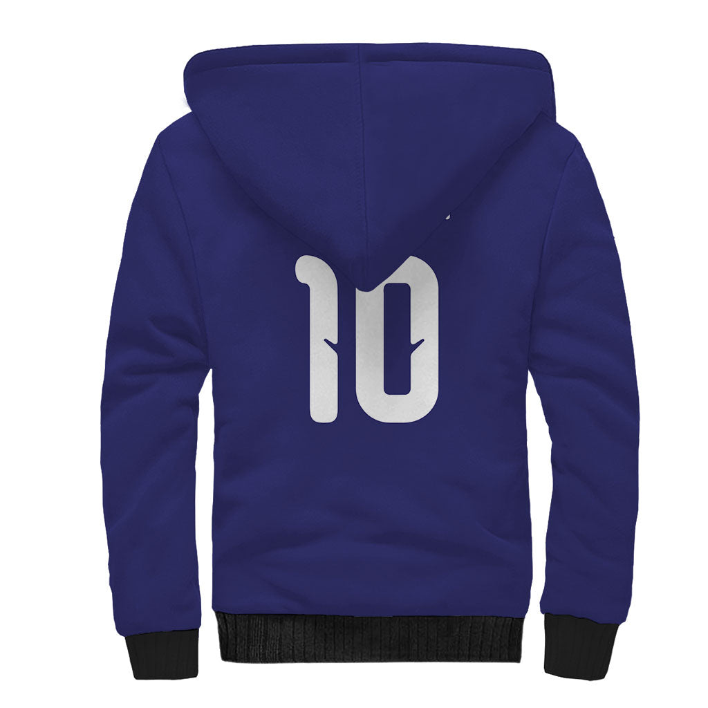 Japan Football Custom Sherpa Hoodie Japanese Culture with Sashiko Effect