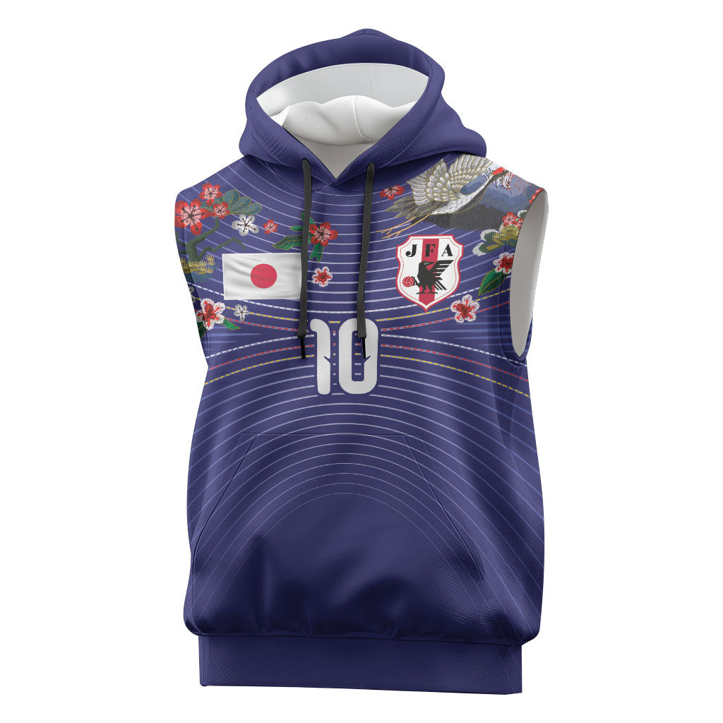 Japan Football Custom Sleeveless Hoodie Japanese Culture with Sashiko Effect