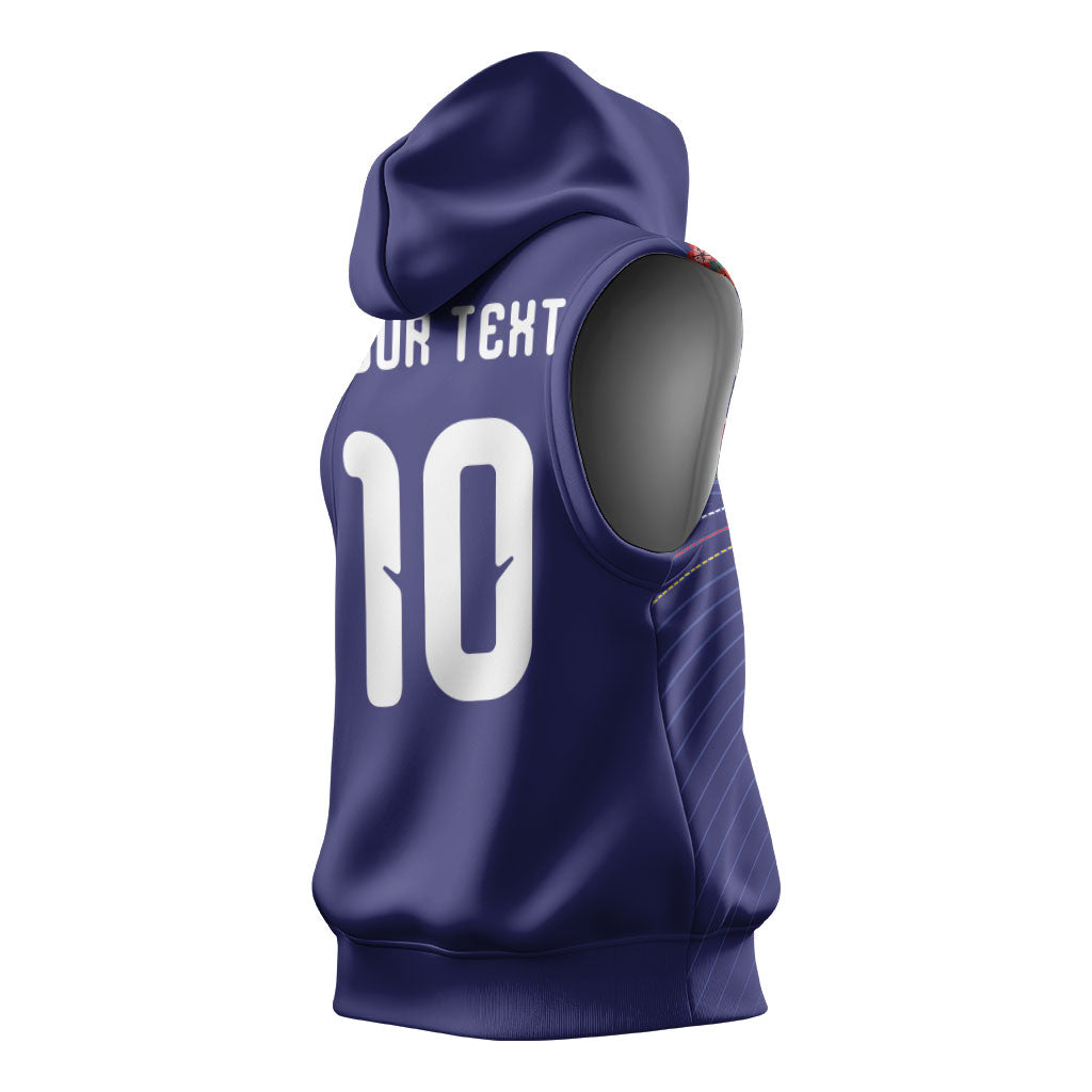 Japan Football Custom Sleeveless Hoodie Japanese Culture with Sashiko Effect
