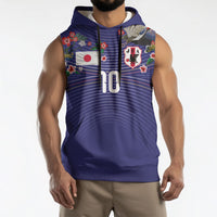 Japan Football Custom Sleeveless Hoodie Japanese Culture with Sashiko Effect