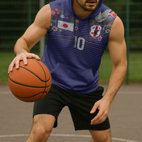 Japan Football Custom Sleeveless Hoodie Japanese Culture with Sashiko Effect