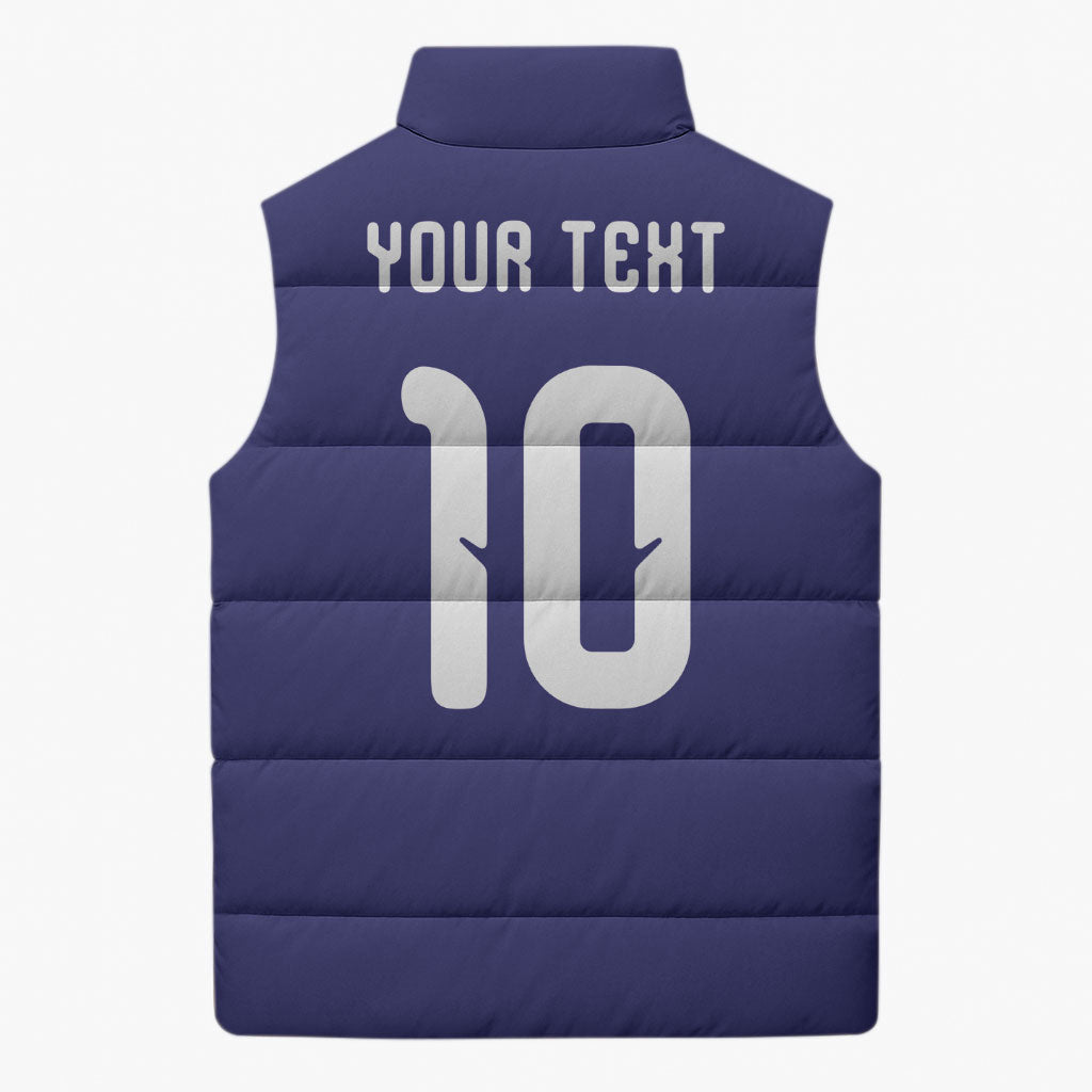 Japan Football Custom Sleeveless Puffer Jacket Japanese Culture with Sashiko Effect