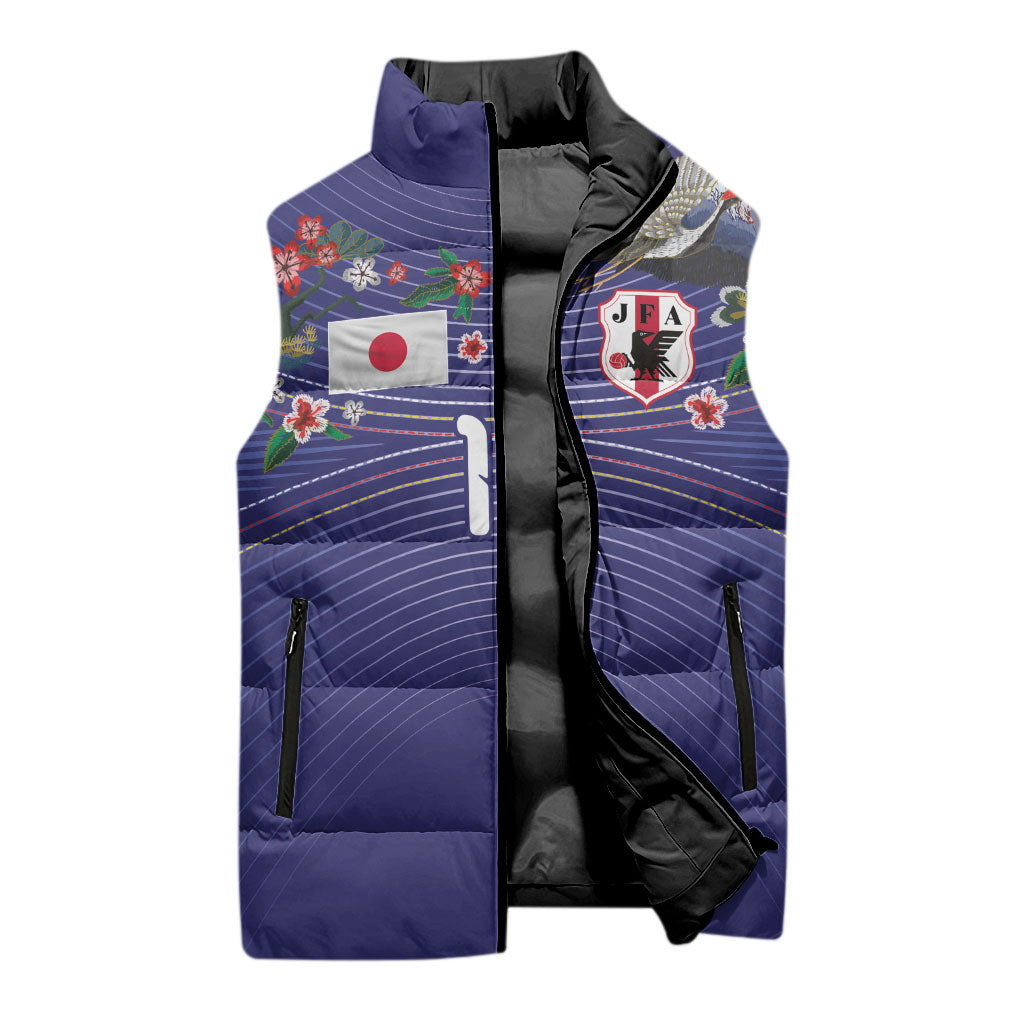 Japan Football Custom Sleeveless Puffer Jacket Japanese Culture with Sashiko Effect