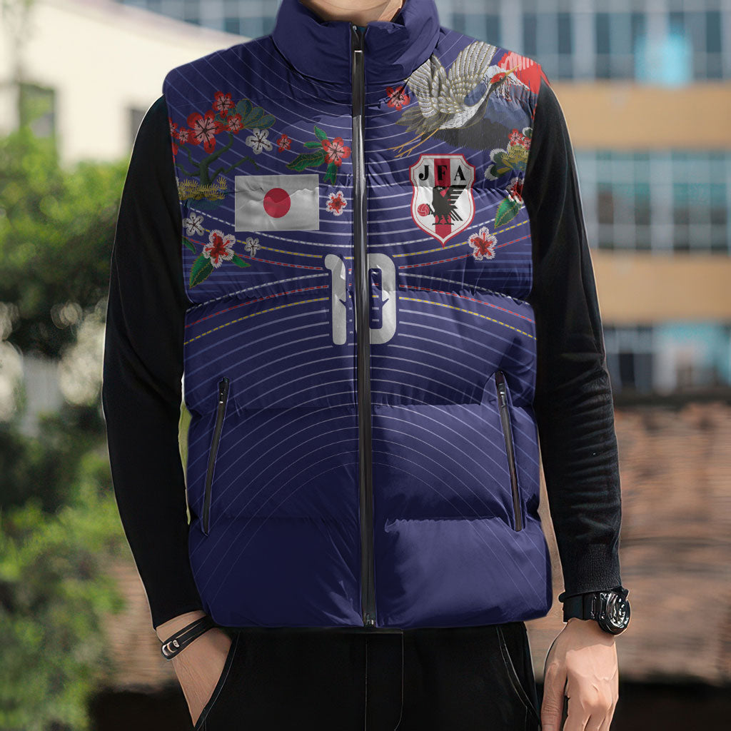 Japan Football Custom Sleeveless Puffer Jacket Japanese Culture with Sashiko Effect