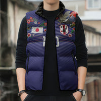 Japan Football Custom Sleeveless Puffer Jacket Japanese Culture with Sashiko Effect