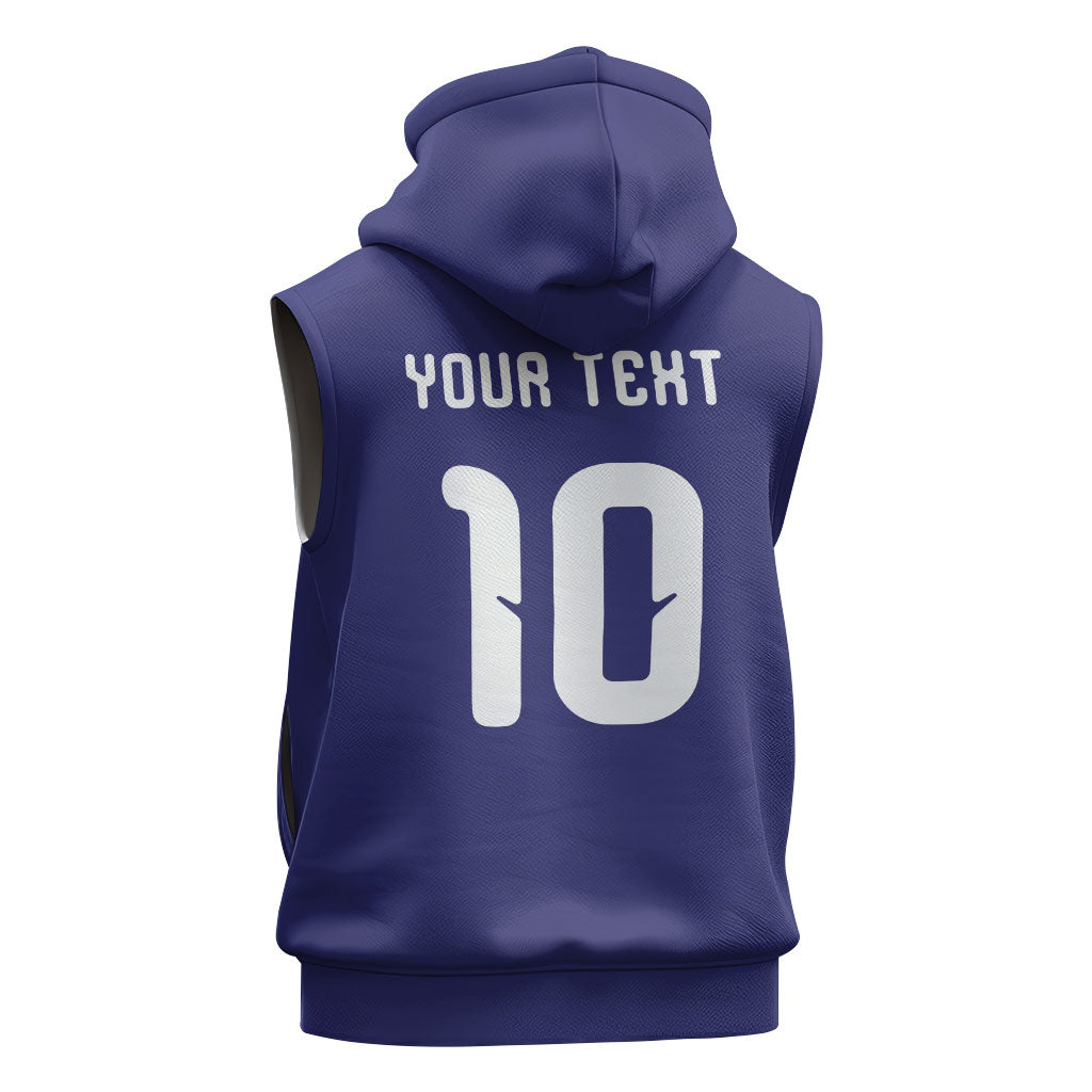Japan Football Custom Sleeveless Zip Hoodie Japanese Culture with Sashiko Effect