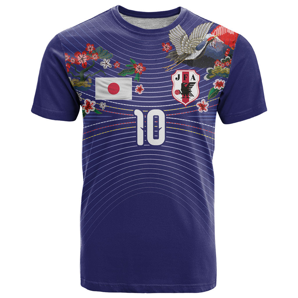 Japan Football Custom T Shirt Japanese Culture with Sashiko Effect