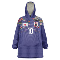 Japan Football Custom Wearable Blanket Hoodie Japanese Culture with Sashiko Effect