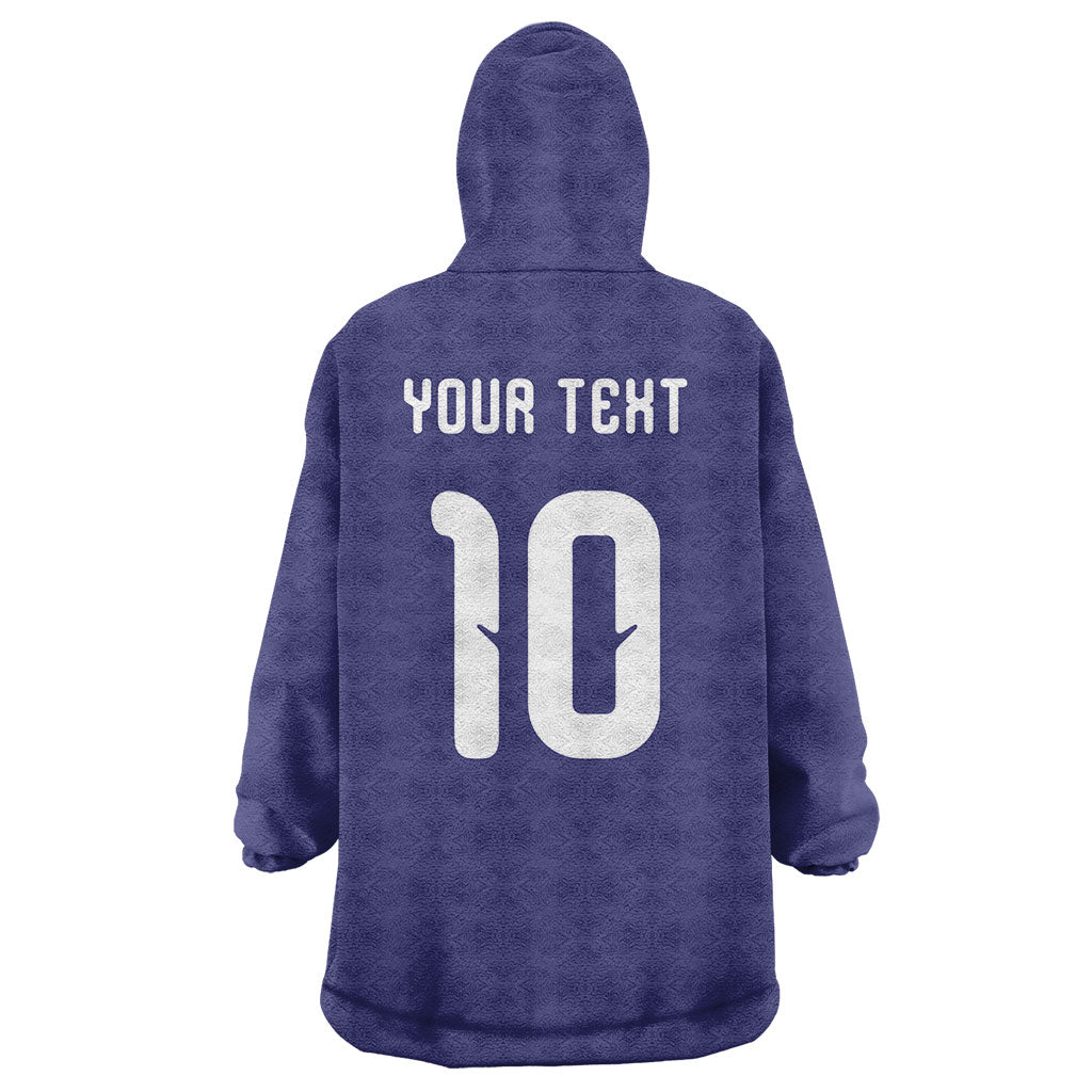 Japan Football Custom Wearable Blanket Hoodie Japanese Culture with Sashiko Effect