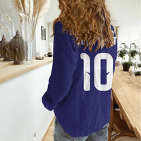 Japan Football Custom Women Casual Shirt Japanese Culture with Sashiko Effect