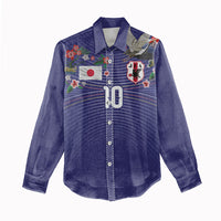 Japan Football Custom Women Casual Shirt Japanese Culture with Sashiko Effect